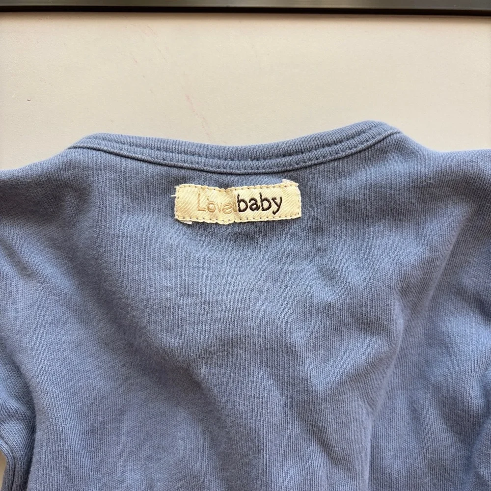 L'ovedbaby Slate‎ Blue Snap Up Footed Pajamas Size 0-3M Gender Neutral Cottage